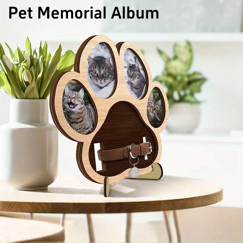 Engraved Wood Frame - Paw Print Wooden Pet Memorial Photo