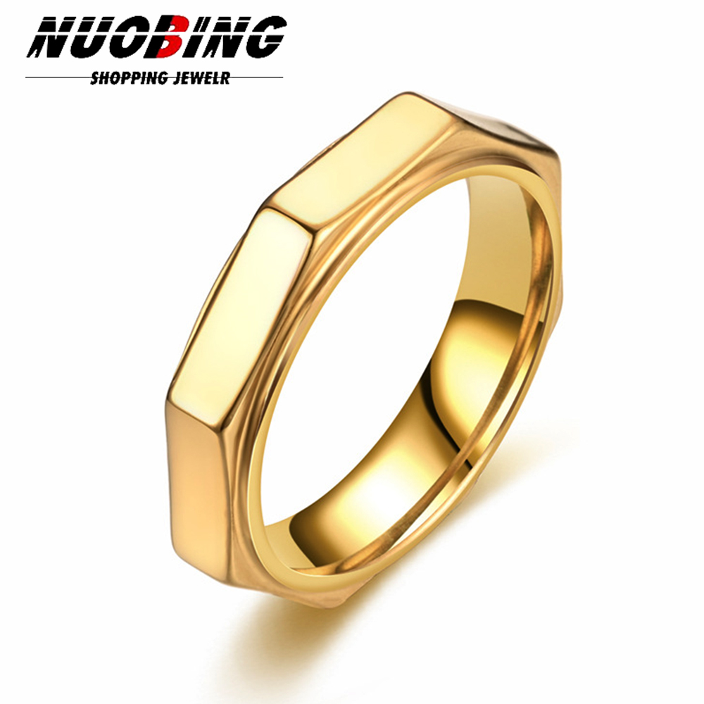 Initial Ring Custom - 5MM Fashion Hexagon Titanium Steel Ring