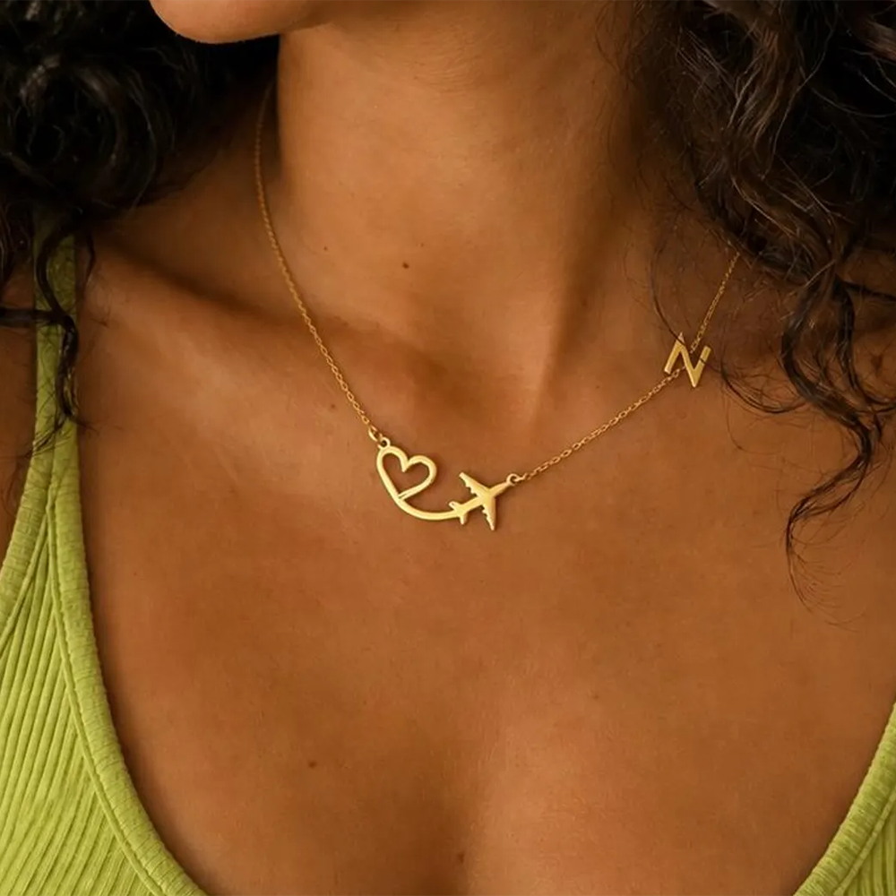 Personalized Heart Airplane In - Name Necklace Custom review and price
