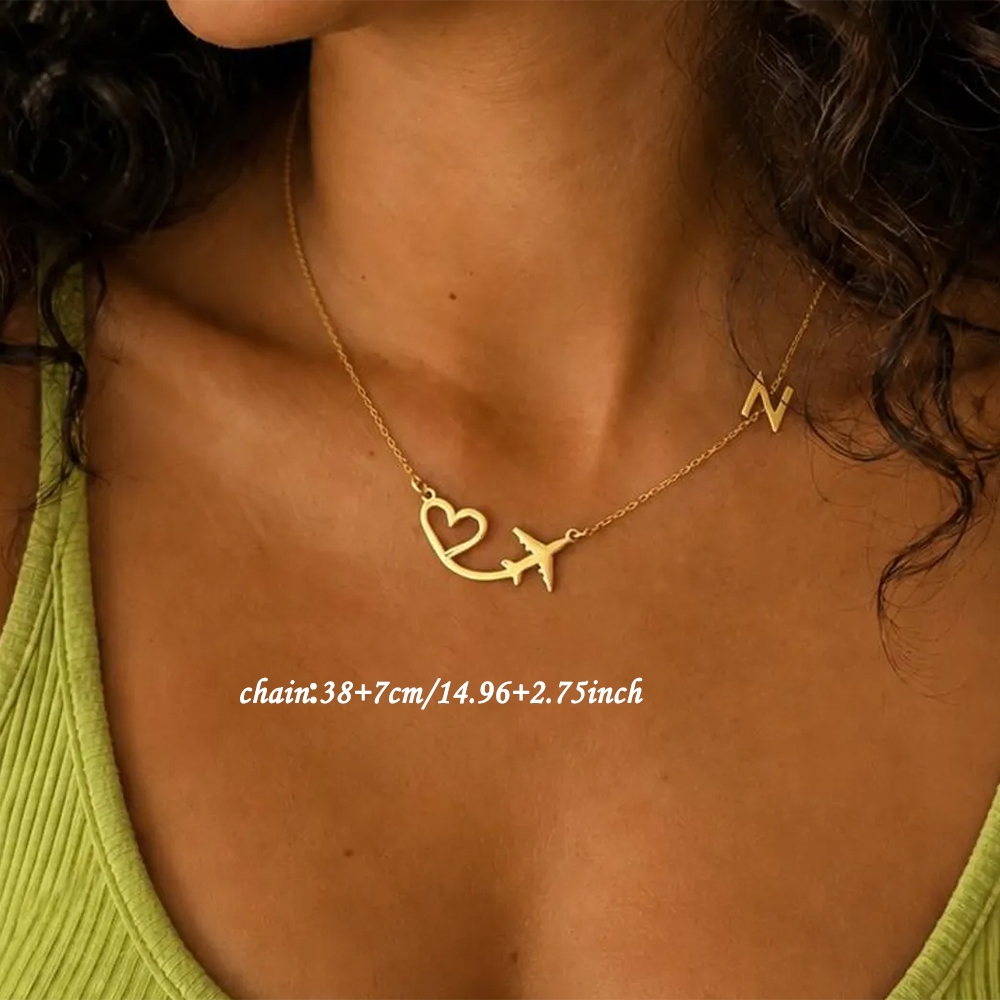 Personalized Heart Airplane In - Name Necklace Custom review and price