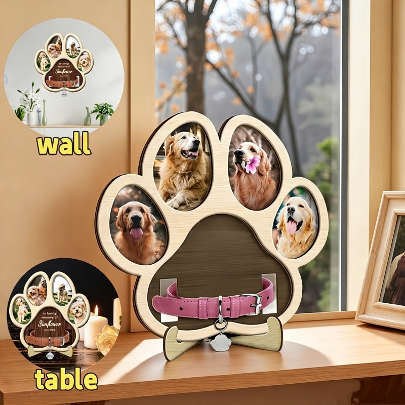 Paw Print Wooden Pet Memorial  - Engraved Wood Frame review and price