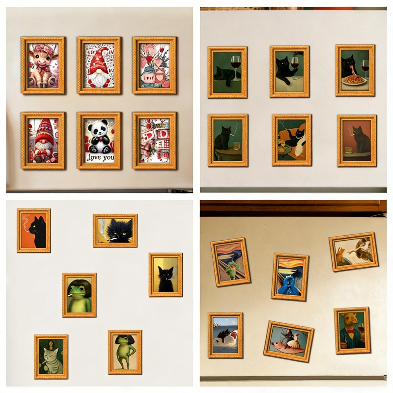 6Pcs/set Wooden Refrigerator M - Engraved Wood Frame review and price