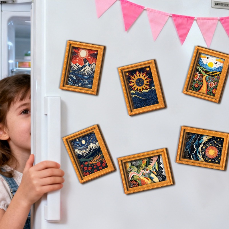 6Pcs/set Wooden Refrigerator M - Engraved Wood Frame review and price