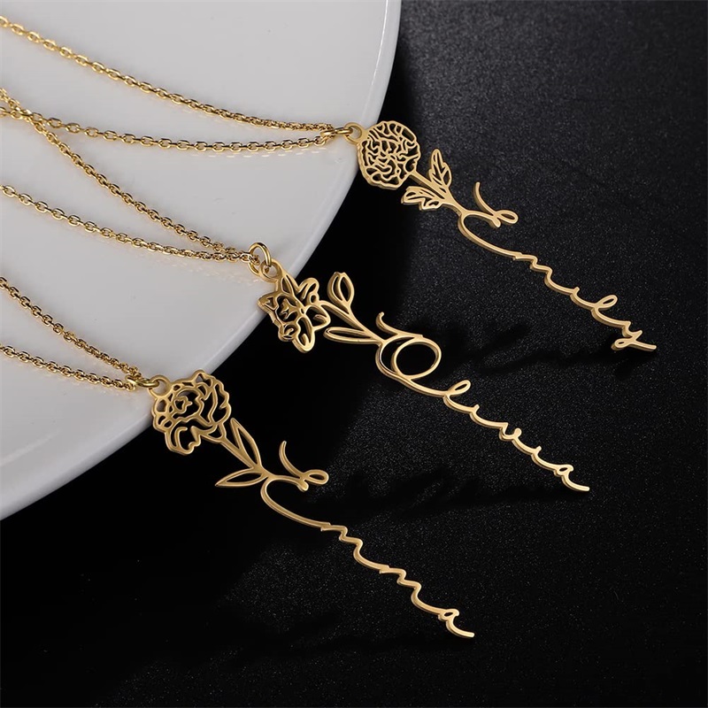 Personalized Birth Flower Name - Birth Flower Necklace review and price