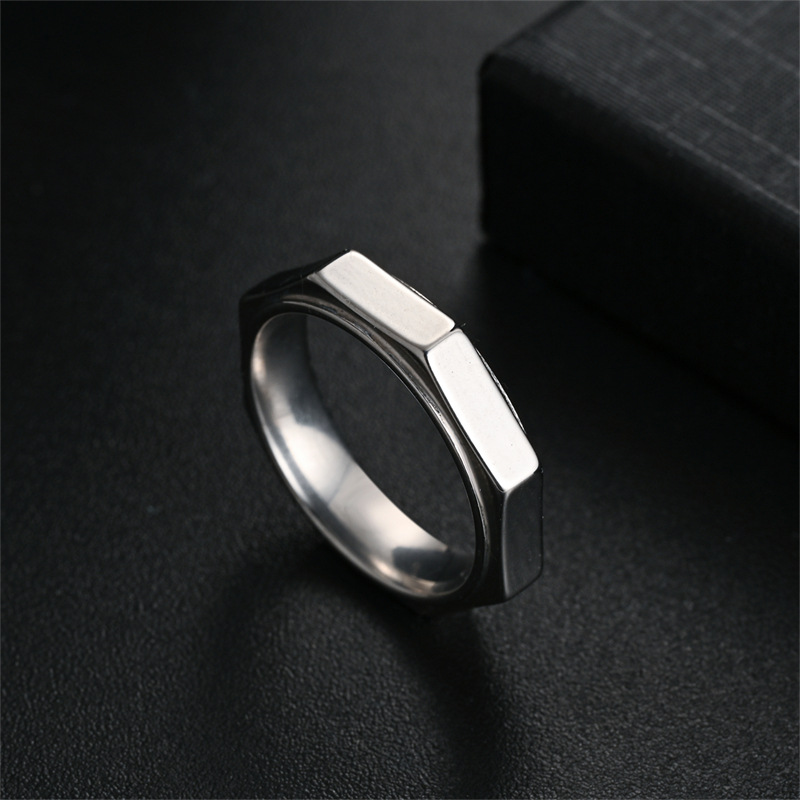 5MM Fashion Hexagon Titanium S - Initial Ring Custom review and price