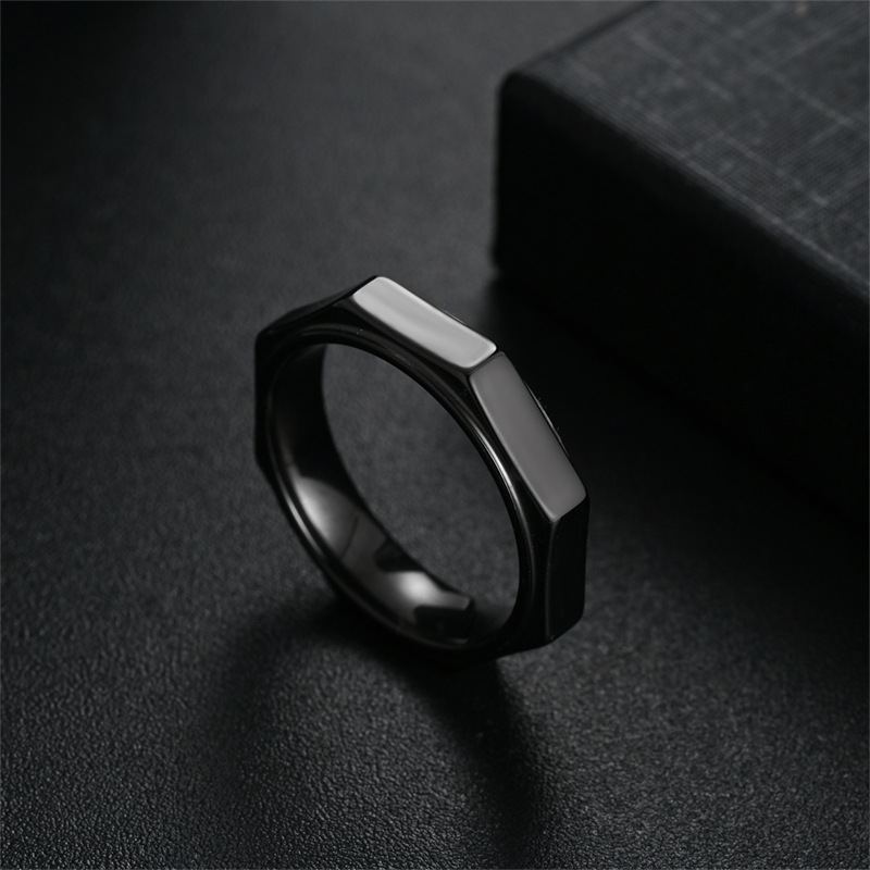 5MM Fashion Hexagon Titanium S - Initial Ring Custom review and price